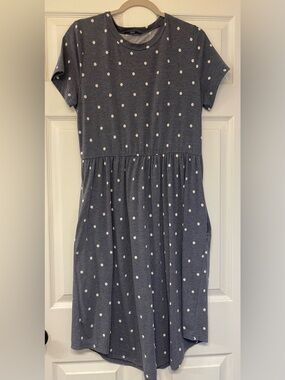 Gray Short-Sleeve Casual Dress
